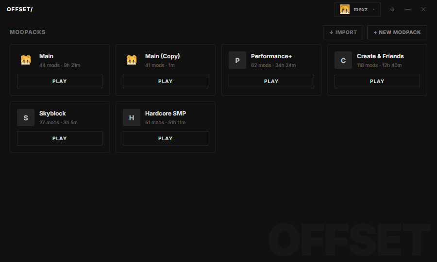 Offset launcher screenshot